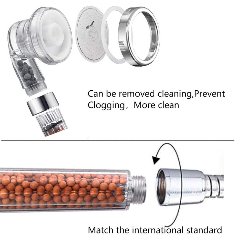 Nosame Shower Head, Filter Filtration High Pressure Water Saving 3 Mode Function Spray Handheld Showerheads 1.6 GPM for Hair & Skin - Image 4